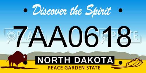 7AA0618 North Dakota License Plate