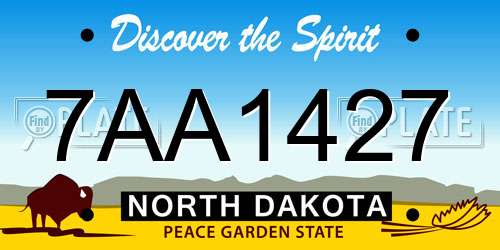 7AA1427 North Dakota License Plate