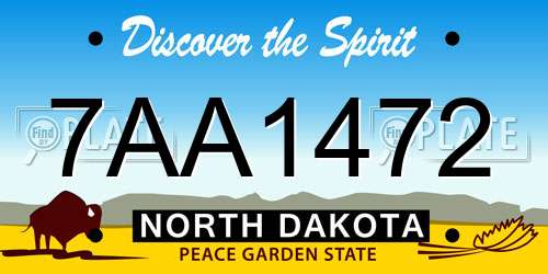 7AA1472 North Dakota License Plate