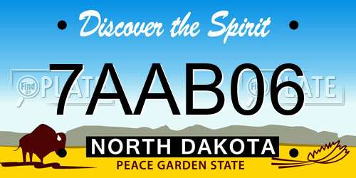 7AAB06 North Dakota License Plate