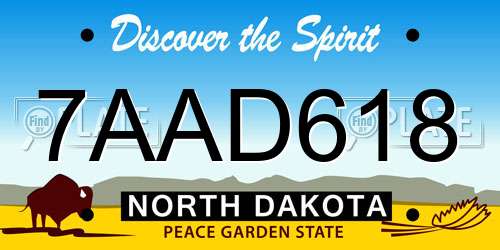 7AAD618 North Dakota License Plate