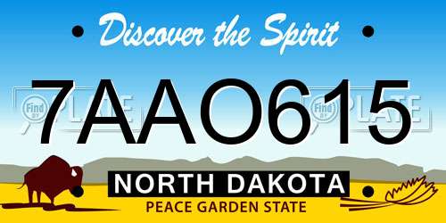 7AAO615 North Dakota License Plate