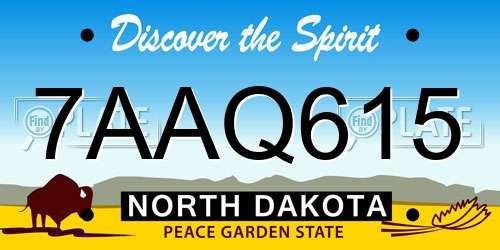 7AAQ615 North Dakota License Plate