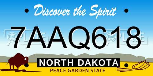 7AAQ618 North Dakota License Plate