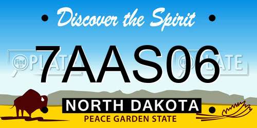 7AAS06 North Dakota License Plate