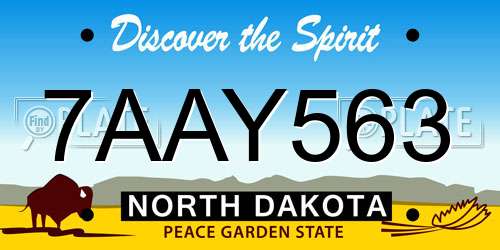 7AAY563 North Dakota License Plate