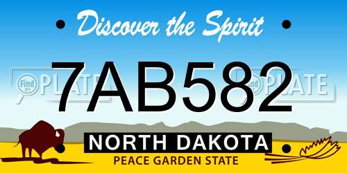 7AB582 North Dakota License Plate