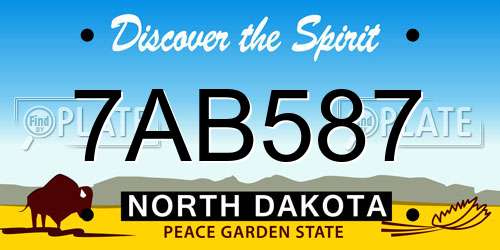 7AB587 North Dakota License Plate