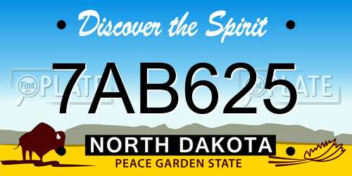 7AB625 North Dakota License Plate