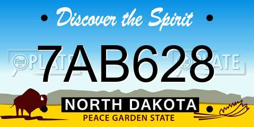 7AB628 North Dakota License Plate