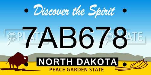 7AB678 North Dakota License Plate