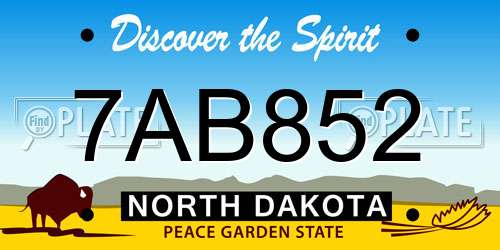 7AB852 North Dakota License Plate