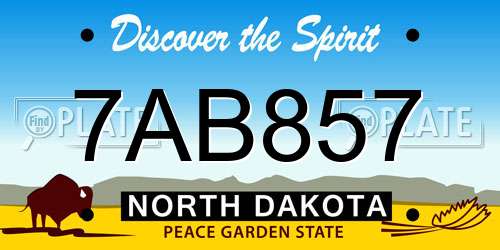 7AB857 North Dakota License Plate