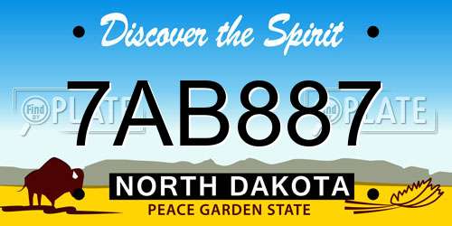 7AB887 North Dakota License Plate