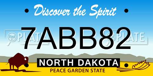 7ABB82 North Dakota License Plate