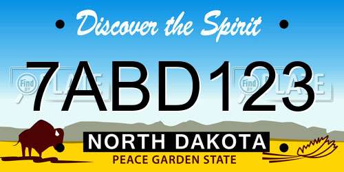 7ABD123 North Dakota License Plate
