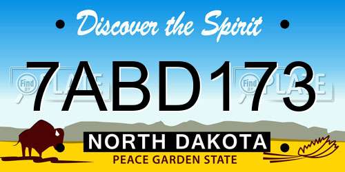 7ABD173 North Dakota License Plate