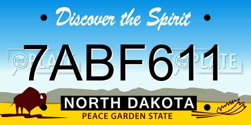 7ABF611 North Dakota License Plate