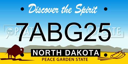 7ABG25 North Dakota License Plate