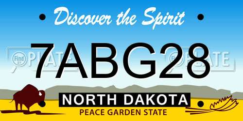 7ABG28 North Dakota License Plate