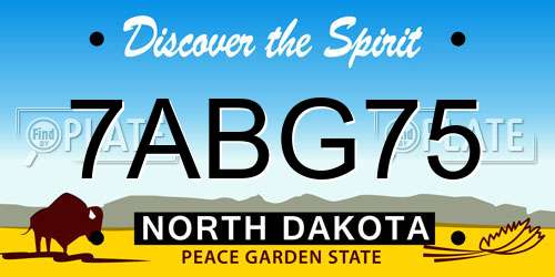 7ABG75 North Dakota License Plate
