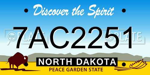 7AC2251 North Dakota License Plate