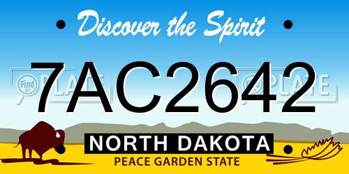 7AC2642 North Dakota License Plate