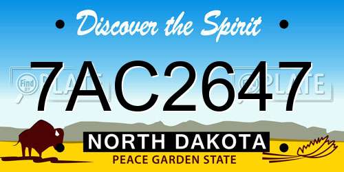 7AC2647 North Dakota License Plate