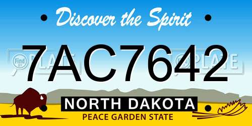 7AC7642 North Dakota License Plate