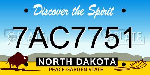 7AC7751 North Dakota License Plate