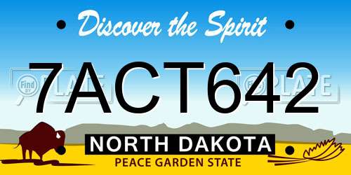 7ACT642 North Dakota License Plate