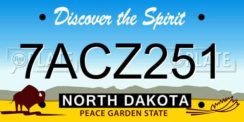 7ACZ251 North Dakota License Plate