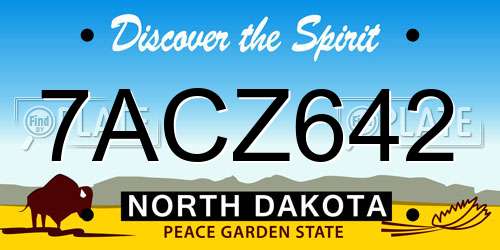 7ACZ642 North Dakota License Plate