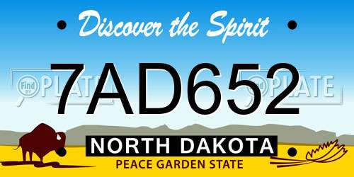 7AD652 North Dakota License Plate