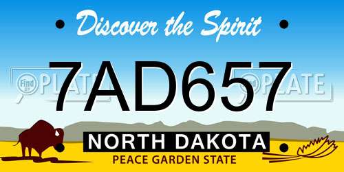 7AD657 North Dakota License Plate