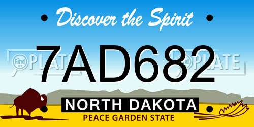 7AD682 North Dakota License Plate