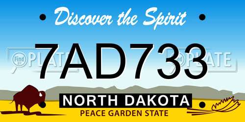 7AD733 North Dakota License Plate