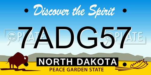 7ADG57 North Dakota License Plate