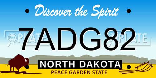 7ADG82 North Dakota License Plate