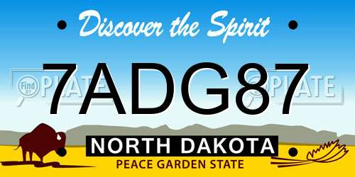 7ADG87 North Dakota License Plate