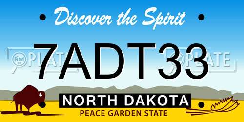 7ADT33 North Dakota License Plate