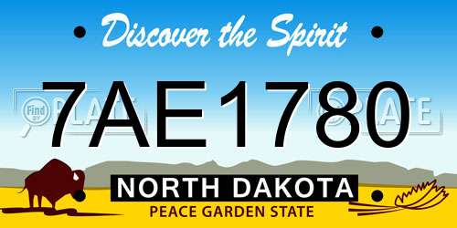 7AE1780 North Dakota License Plate