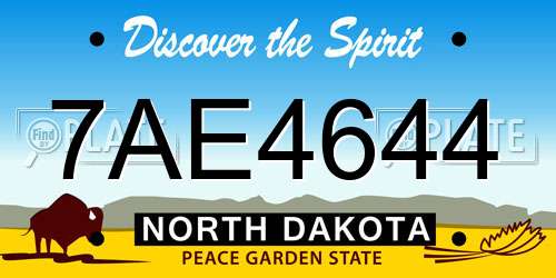 7AE4644 North Dakota License Plate