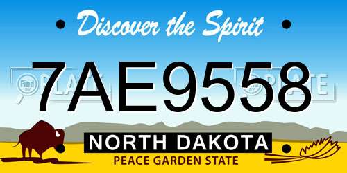 7AE9558 North Dakota License Plate
