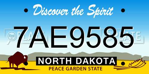 7AE9585 North Dakota License Plate