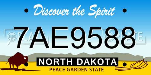 7AE9588 North Dakota License Plate