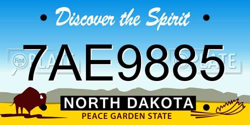 7AE9885 North Dakota License Plate