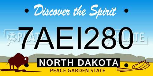 7AEI280 North Dakota License Plate