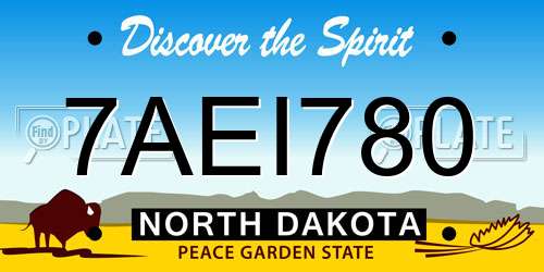 7AEI780 North Dakota License Plate