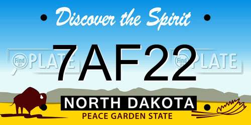 7AF22 North Dakota License Plate
